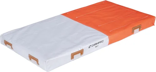 Vista 2 de CHAMPRO Base doble de nylon recubierta de PVC acolchado, base de seguridad extendida naranja y blanca