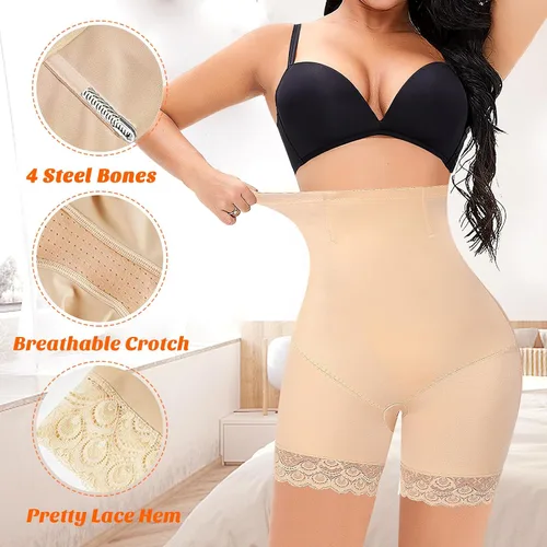 Vista 3 de Pantalones cortos moldeadores de cintura alta para mujer, adelgazantes, moldeadores de muslos, pantalones cortos para debajo de los vestidos