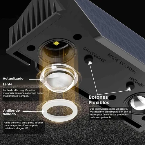 Vista 6 de Luces de valla alimentadas por energía solar, modos multicolores, luces solares para valla al aire libre IP67, luces solares de pared arriba