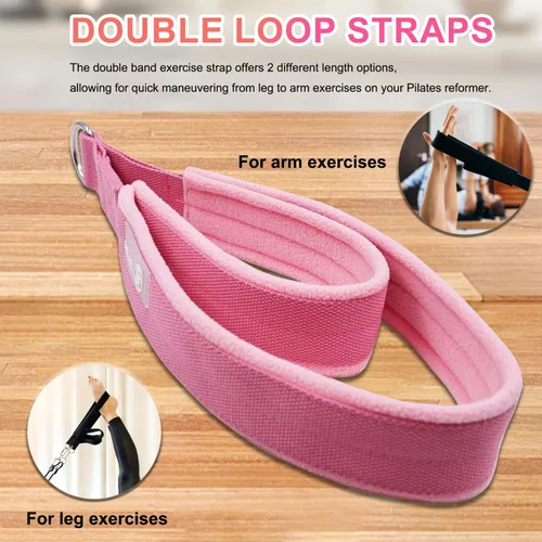 Vista 4 de J Bryant Correas de doble bucle de Pilates para Reformer Fitness D-Ring Straps, accesorios de ejercicio de yoga para entrenamiento de gimnasio