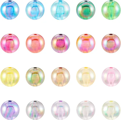 Vista 34 de Craftdady - 500 piezas de cuentas de vidrio redondas de 4 mm esmeriladas transparentes con cristal mate. Cuentas de vidrio esféricas pequeñas y 20