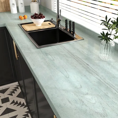 Vista 9 de Wallercity Papel adhesivo de madera verde para encimeras, papel tapiz autoadhesivo impermeable para armarios, papel tapiz de vinilo de madera, papel