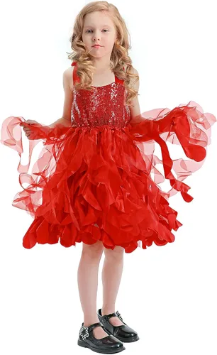 Vista 2 de Vestido tutú para niñas, vestido de tul con lentejuelas, vestido de princesa para niñas pequeñas, disfraz de fiesta de cumpleaños brillante