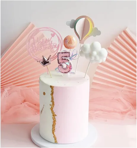 Vista 5 de Velas de cumpleaños número 4, velas de pastel de feliz cumpleaños con purpurina rosa hecha a mano rosado