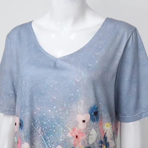 Vista 5 de Summer Trends Women 2023,Womens T Shirts Short Sleeve V Neck Casual Summer Tops Tshirts Loose Fit Shirts