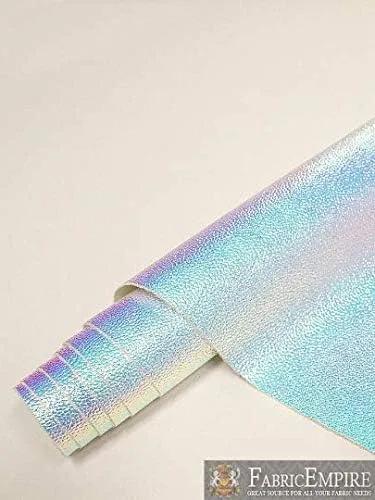 Vista 3 de Fabric Empire Tapicería de vinilo en relieve holograma de piel brillante holograma material de tela holográfica azul claro 54 pulgadas de ancho
