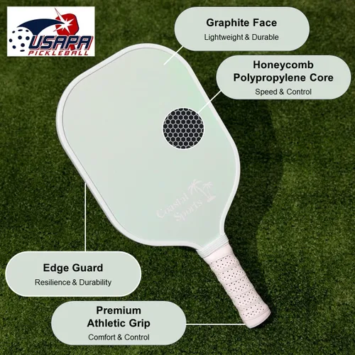 Vista 8 de Paleta de pickleball Cara de grafito y núcleo de polímero de panal Agarre premium Ligero