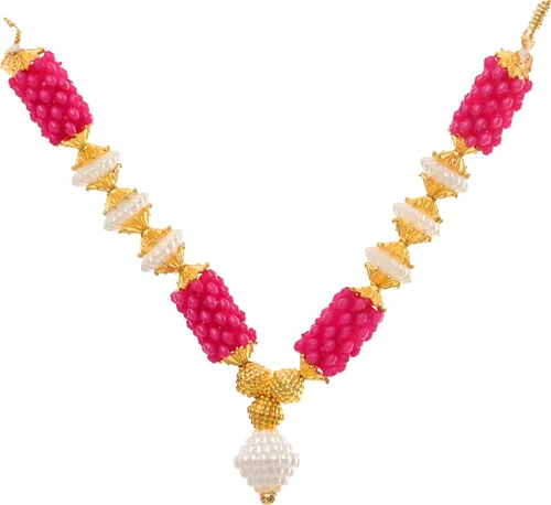 Vista 5 de Juego de 4 cuentas artificiales de Mala para ídolo-Mala para Dios, artículos de Pooja Sringar, decoración tradicional de festivales, decoración