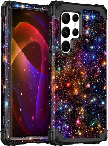 Vista 54 de Miqala Funda para Galaxy S21 FE 5G, brilla en la oscuridad, tres capas, resistente, protección a prueba de golpes, parachoques de plástico