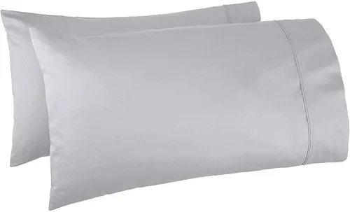 Vista 3 de Juego de 2 fundas de almohada 100 % percal de algodón, suaves y transpirables, tela ligera, tejido suave y aireado, para ella o él