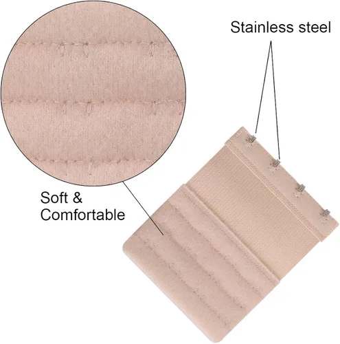 Vista 4 de Akstore 6 extensores de brasier elásticos suaves y cómodos para mujer 4 ganchos 3 filas para mujer