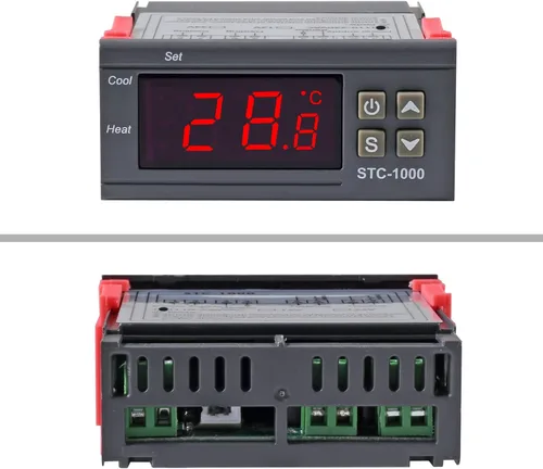 Vista 4 de UMLIFE 2 Pack STC-1000 10A DC 12V Controlador de temperatura digital LED, termostato con interruptor de control, 2 salidas de relé y sensores
