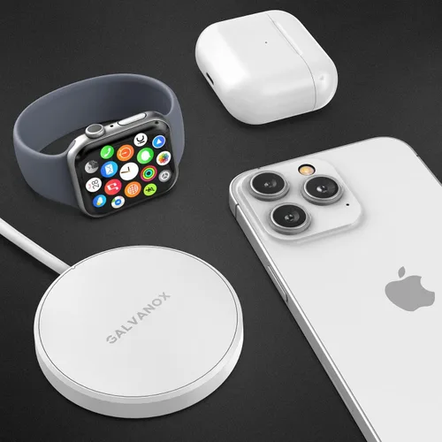 Vista 6 de Galvanox Reloj + cargador inalámbrico magnético para iPhone (compatible con MagSafe) carga Apple Watch Series 4/5/6/7/8 y iPhone 15/15 Pro Max, 14