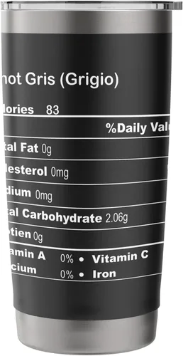 Vista 3 de Funny Pinot Gris Grigio Acción de Gracias Nutricional Hecho de Acero Inoxidable Vaso Aislado