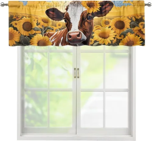 Vista 9 de ZFRXIGN Southwetsern Cenefas de cortina para ventanas de cocina, 54 x 18 pulgadas, cenefa azteca occidental, 1 panel, cortinas cortas bohemias