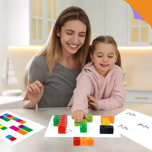 Vista 6 de SpriteGru - Juego de 100 cubos de enlace matemático, cubos matemáticos manipulativos que se conectan y cuentan, bloques de construcción