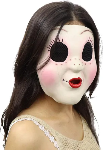 Vista 2 de Máscara de extraños de The Strangers Presy at Night Doll Mask Cosplay para Halloween accesorio de disfraz
