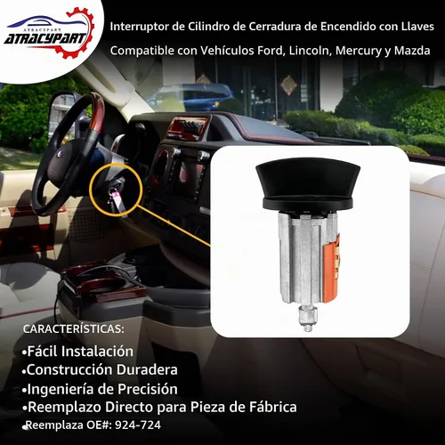Vista 2 de Interruptor de cilindro de bloqueo de encendido con llaves para Ford Ranger F150 Mercury 96-16