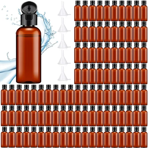 Vista 10 de Eccliy Paquete de 100 botellas de plástico de 2 onzas, botella de loción de viaje, botellas de plástico con tapas, recipientes pequeños de viaje