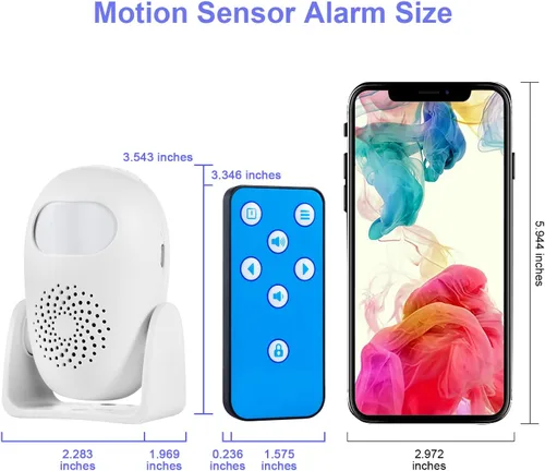 Vista 7 de Alarma con sensor de movimiento con 17 campanillas, 3 modos de alarma, 4 niveles de volumen, alarma inalámbrica con detector de movimiento