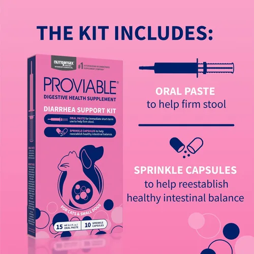 Vista 4 de Nutramax Probióticos proviables para perros y gatos pequeños, kit de apoyo para la diarrea, suplemento de salud digestiva con múltiples cepas