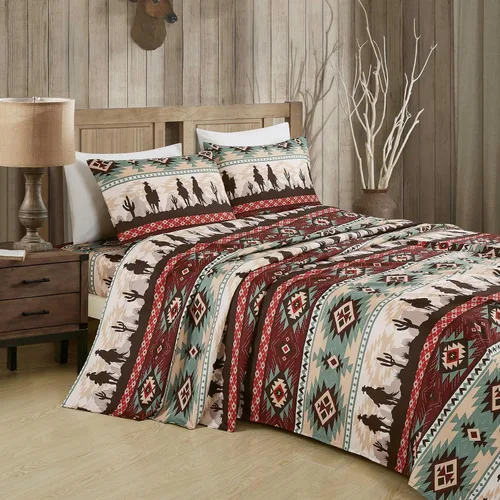 Vista 16 de Chezmoi Collection Juego de sábanas geométricas Lodge de 3 piezas tamaño Twin - Multicolor azul con estampado de diamante, microfibra cepillada