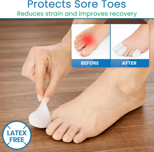Vista 3 de ViveSole Protectores de dedos de gel suave para hombres y mujeres (paquete de 10) – Puntas para aliviar el dolor de pies – Fundas de cojín flexibles