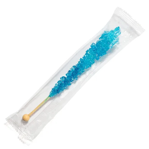 Vista 3 de Blue Rock Candy - Palitos de azúcar con sabor a frambuesa azul, 12 recuerdos de fiesta envueltos individualmente