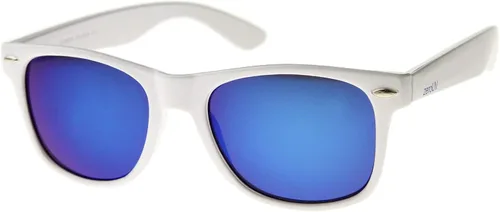 Vista 2 de zeroUV Flat Matte Reflective Flash Color Lens Large Horn Rimmed Style Sunglasses 8025