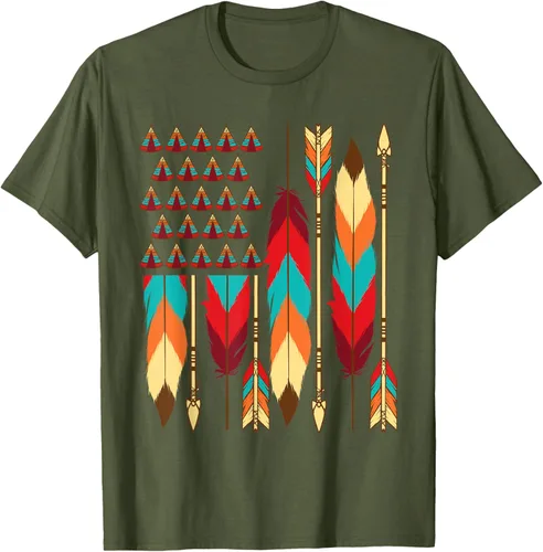 Vista 49 de Native American Bandera - Camiseta de veteranos indígenas del Mes del Orgullo, Negro, S