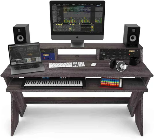 Vista 4 de Glorious Sound Desk Pro Estación de trabajo profesional de estudio en nogal