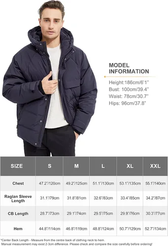 Vista 6 de Orolay Chaqueta de plumón de invierno con capucha ajustable para hombre
