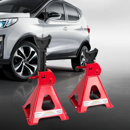 Vista 8 de Jack Stands 3 toneladas (6,500 lb) de acero de capacidad, 1 par de soportes de elevación rojos ajustables