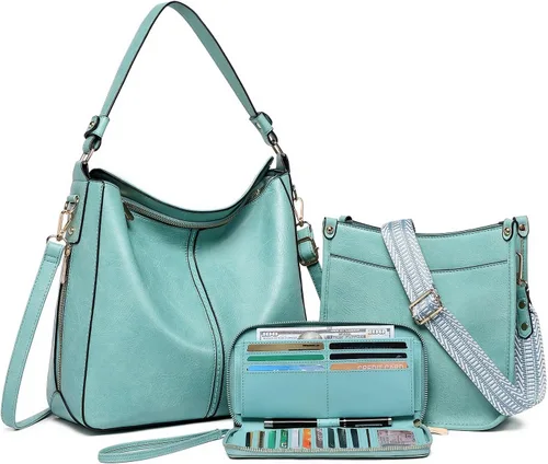 Vista 11 de Carteras para Mujeres 3PCS, Juego de Bolsos Cruzados Bolso Grande de Cuero Carteras de Hombro con Billetera Correas Ajustables para Damas Tote