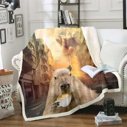 Vista 13 de Erosebridal Manta de Capybara de dibujos animados de 40 x 50 pulgadas para niños, bonita manta de vellón marrón Capybaras para niños y niñas, manta