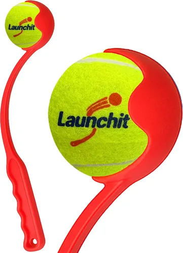 Vista 10 de Lanzador de pelotas para perros, lanzador de pelotas de tenis, diseño compacto de 13.8 pulgadas con pelota mediana de 2.5 pulgadas (azul)