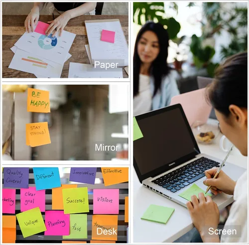 Vista 6 de Notas adhesivas a granel, 60 blocs de notas adhesivas, 3 x 3 pulgadas, 100 hojas/bloc, paquete de notas de colores brillantes surtidos, gran poder