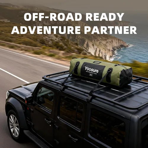 Vista 5 de Bolsa de lona impermeable de 80 Lt, mochila seca para motocicleta, bolsas impermeables con cremallera y almohadilla espaciadora para kayak, rafting
