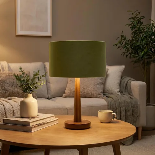 Vista 7 de Lámpara de mesa de 18.5 pulgadas para sala de estar, lámparas de escritorio de madera de nogal modernas regulables para dormitorio, lámpara