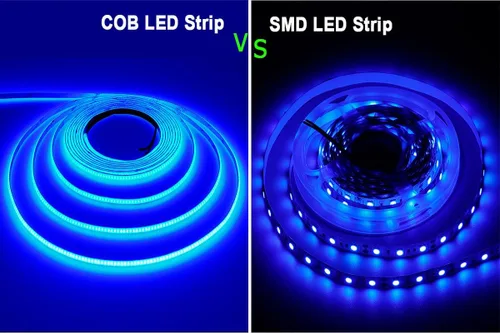 Vista 5 de TOPAI 12V delgada de 5 mm tira de luz LED COB azul estrecha de 16.4 pies luz uniforme brillante sin puntos 400LEDs/M adhesiva flexible para cortar