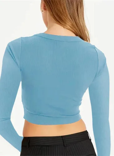 Vista 4 de Y2K - Camisetas cortas para mujer, de verano, sexy, lindas, de algodón, acanaladas, recortadas, camisetas básicas