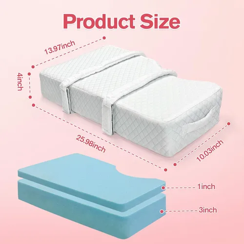 Vista 2 de Almohada de rodilla para dormir de lado, almohada de espuma viscoelástica con correa de 2 capas para ajustar la altura entre las piernas, almohadas