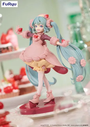 Vista 3 de Furyu AMU-SHP0553 Hatsune Miku SweetSweets Series Miku Figura corta de chocolate con fresa