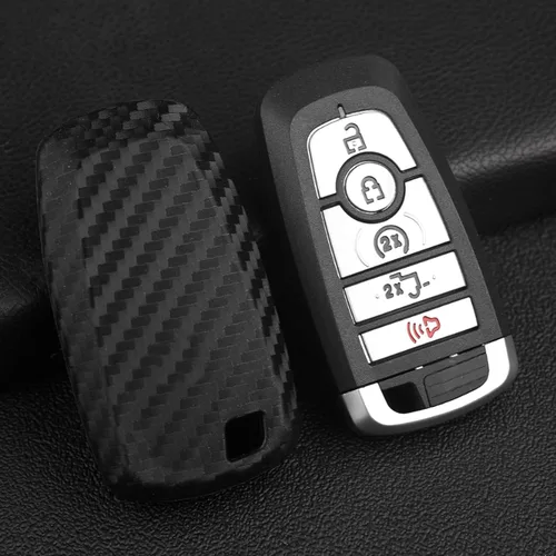 Vista 4 de DHESPT Para Ford F150 carcasa de llave de coche de fibra de carbono para llavero de coche compatible con Ford Escape F-150 Fusion Ecosport Edge