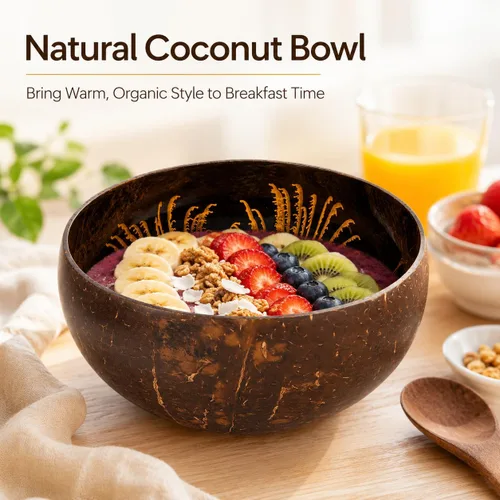 Vista 4 de ChezMax Tazón Natural de Cáscara de Coco con Madreperla Incrustada, Tazones de Cáscara de Coco para Llaves de Entrada, Recipiente para Caramelos