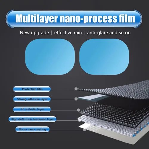 Vista 3 de Paquete de 2 películas protectoras para espejo retrovisor de coche, impermeables, antiniebla y antirreflejo, adhesivo para espejo retrovisor HD