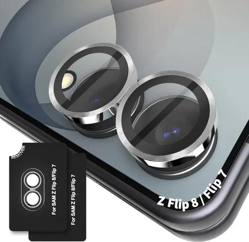 Vista 10 de Orzero Protector de lente de cámara para Samsung Galaxy Z TirFold/Fold 7, [EZ Install] [compatible con fundas] cubierta de lente de anillo de Negro