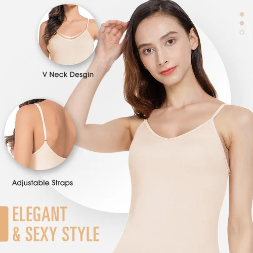 Vista 3 de MANCYFIT Camisón largo para debajo de los vestidos, camisón de longitud completa con tirantes delgados ajustables