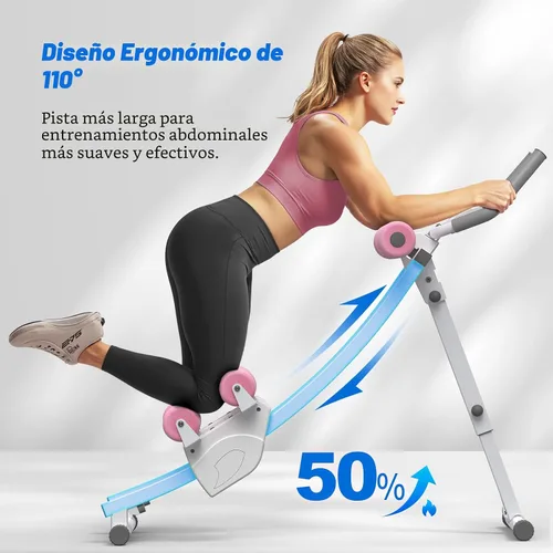 Vista 4 de MERACH Ab Machine, Adjustable Ab Trainer Machine, AB Workout Equipment Blanco y rosa