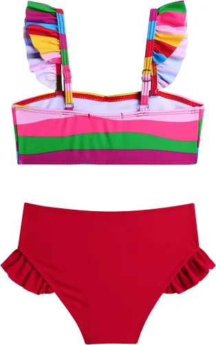 Vista 2 de Flypigs Trajes de baño de dos piezas con mangas voladas para niñas de 6 a 14 años